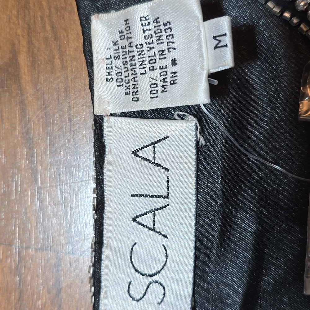 Scala Black Beaded Floral Cropped Jacket - Picture 3 of 12